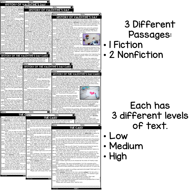 Valentine's Day Close Reading Comprehension w/ Mystery Picture Activity
