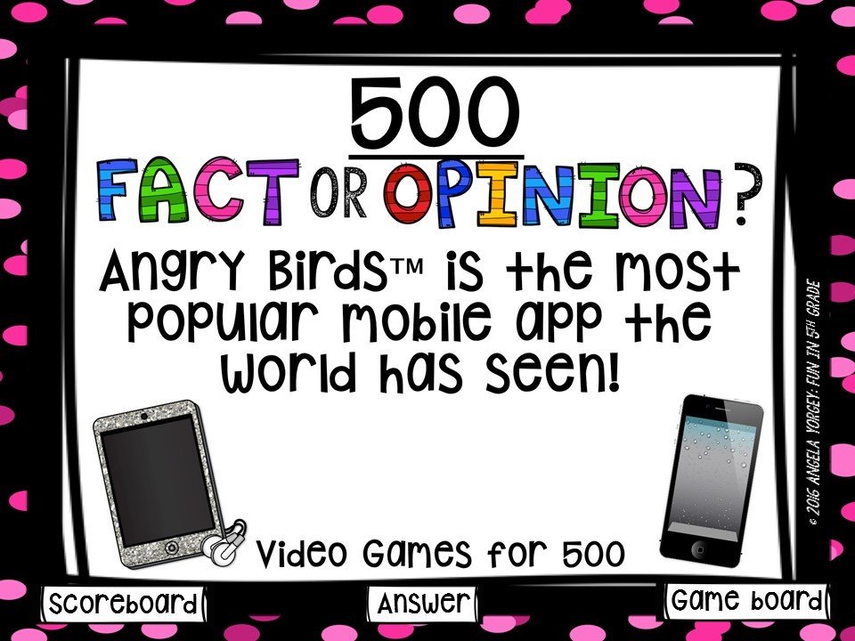 Fact and Opinion Game Show (PowerPoint Game)