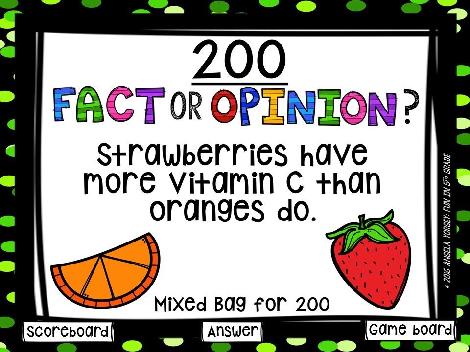 Fact and Opinion Game Show (PowerPoint Game)