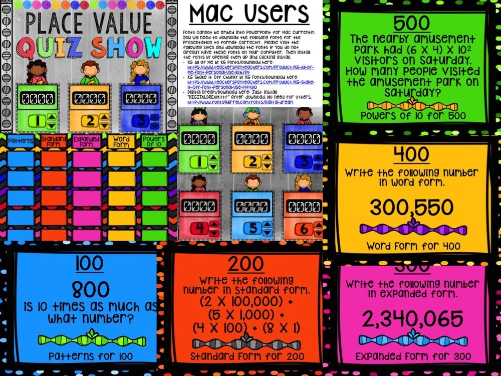 Place Value Game Show for 5th Grade (PowerPoint Game)