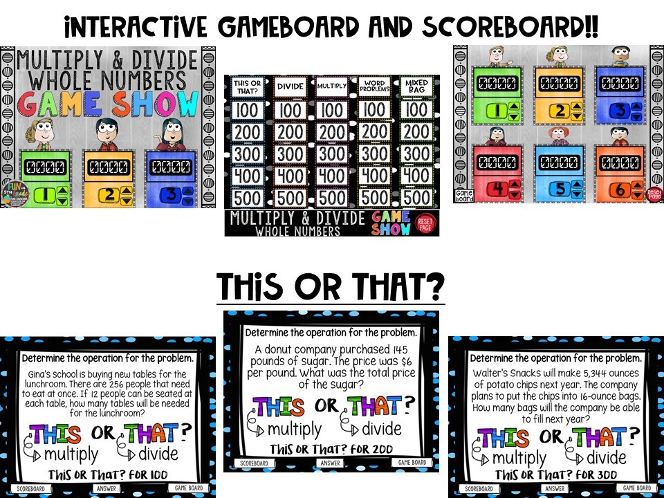 Multiply & Dive Whole Numbers Game Show (PowerPoint Game)