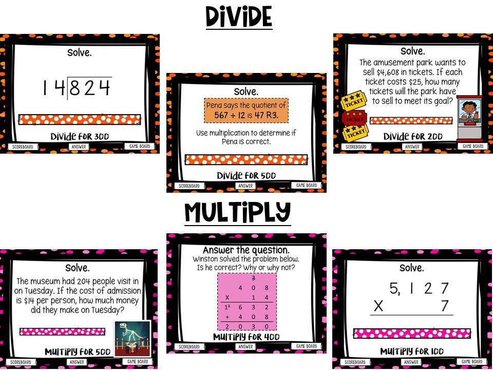 Multiply & Dive Whole Numbers Game Show (PowerPoint Game)