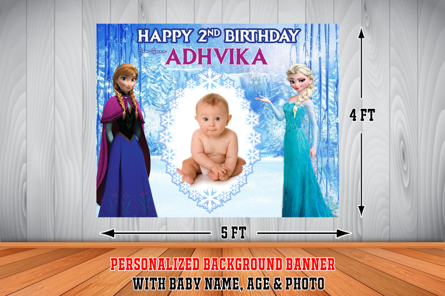 Personalized Frozen Elsa Birthday Backdrop Background Pic Banner