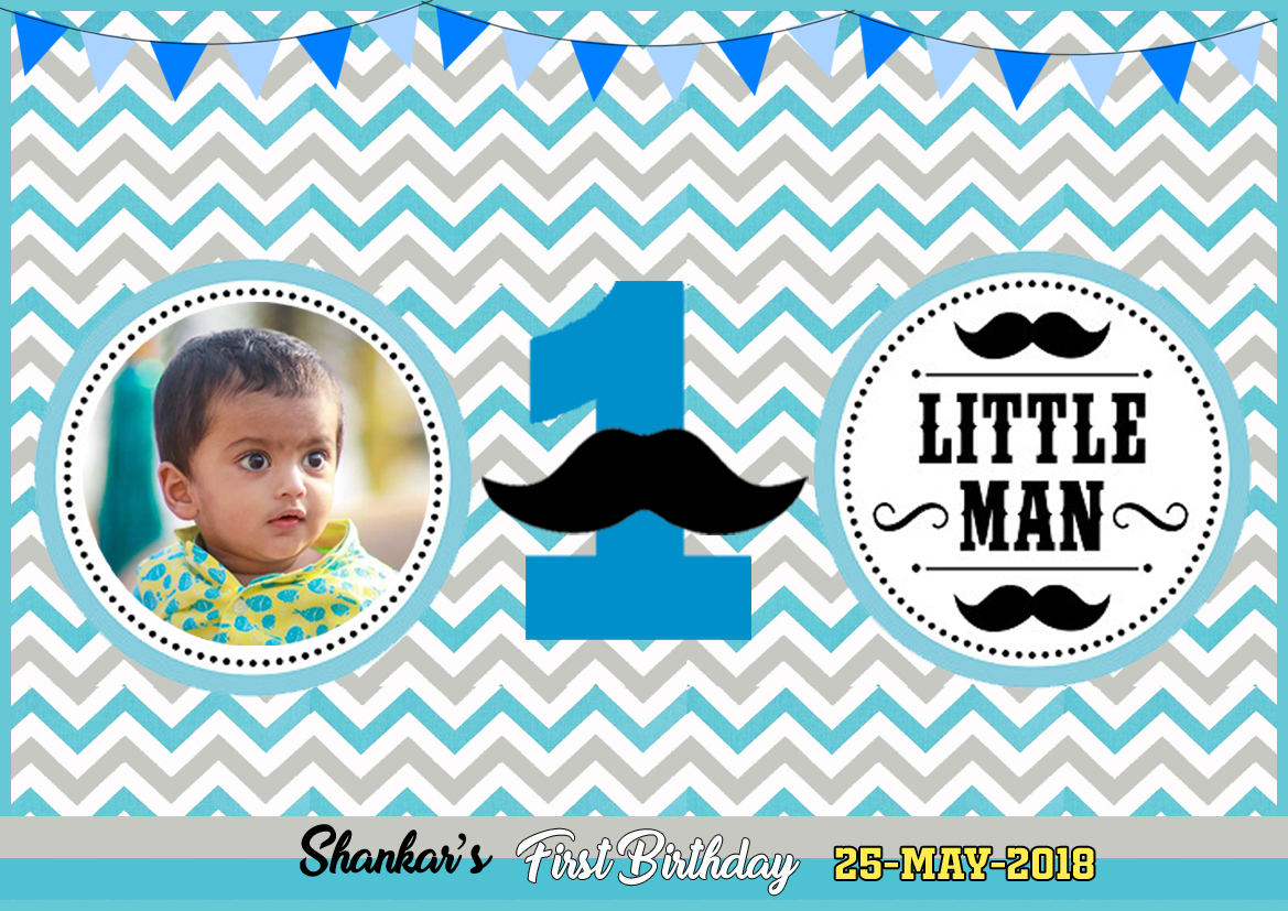 Personalized Little Man Birthday Backdrop Pic Banner 4ft X 5ft