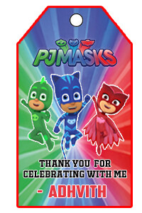 Personalized PJ Masks Birthday Thank you Tags (24 Pcs)