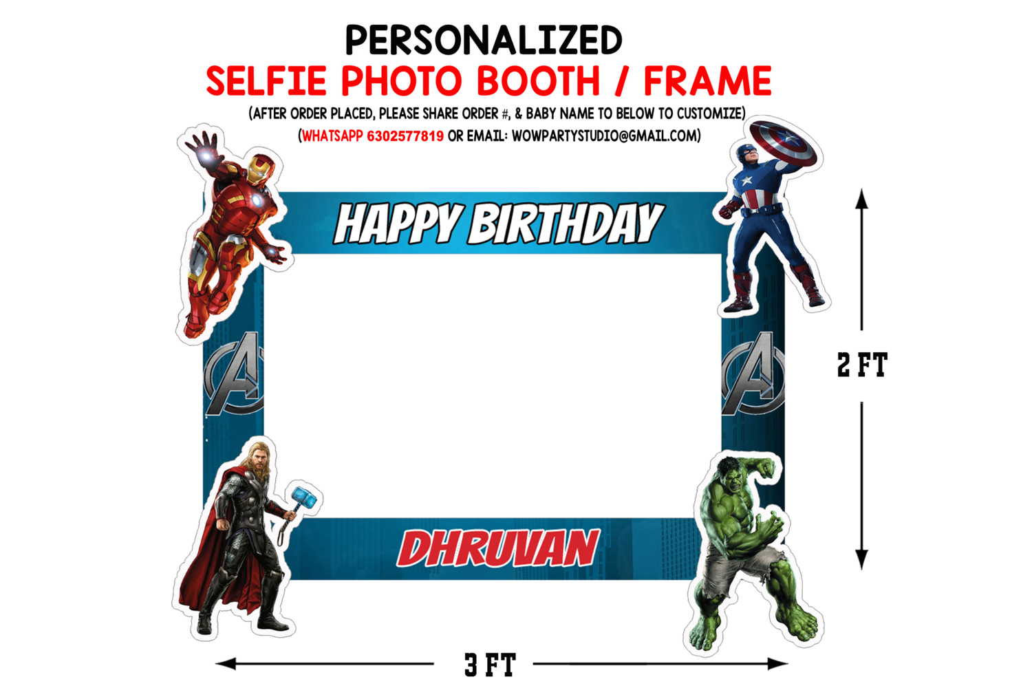 Personalized Avengers Birthday Selfie Frame / Photo Booth (3ft)