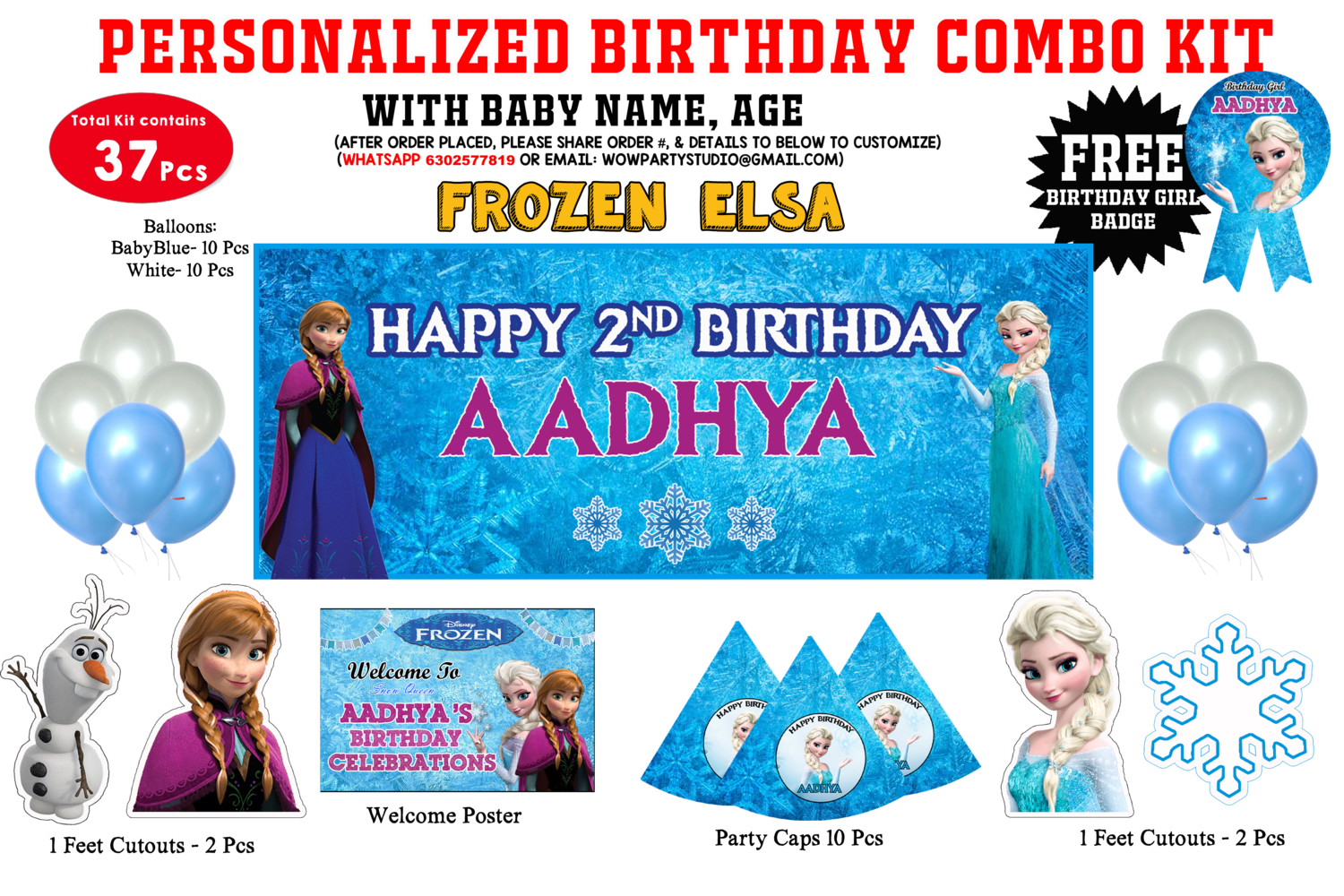 1 X FROZEN PERSONALISED BIRTHDAY DOOR BANNER