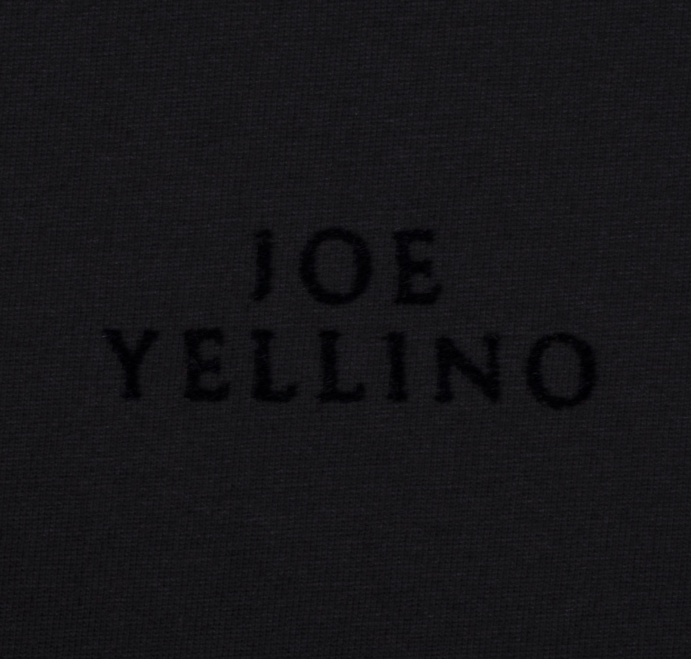 Black t-shirt with joe yellino logo