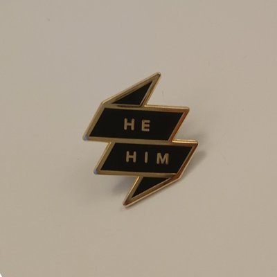 Pronoun Badge - He/Him Black