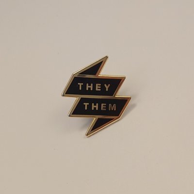 Pronoun Badge - They/Them Black