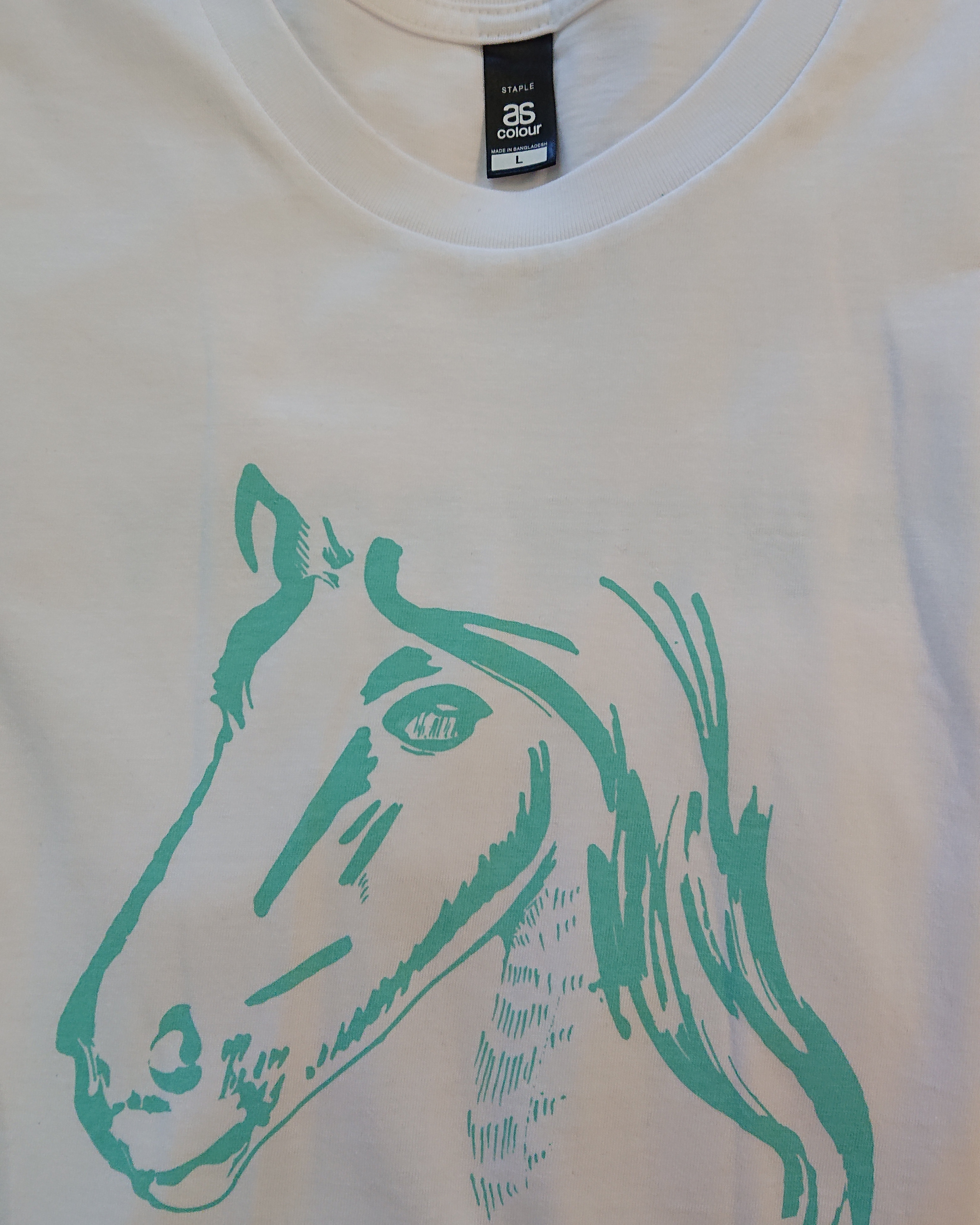 Show Ponies T-shirt - White and Teal - Small 00001