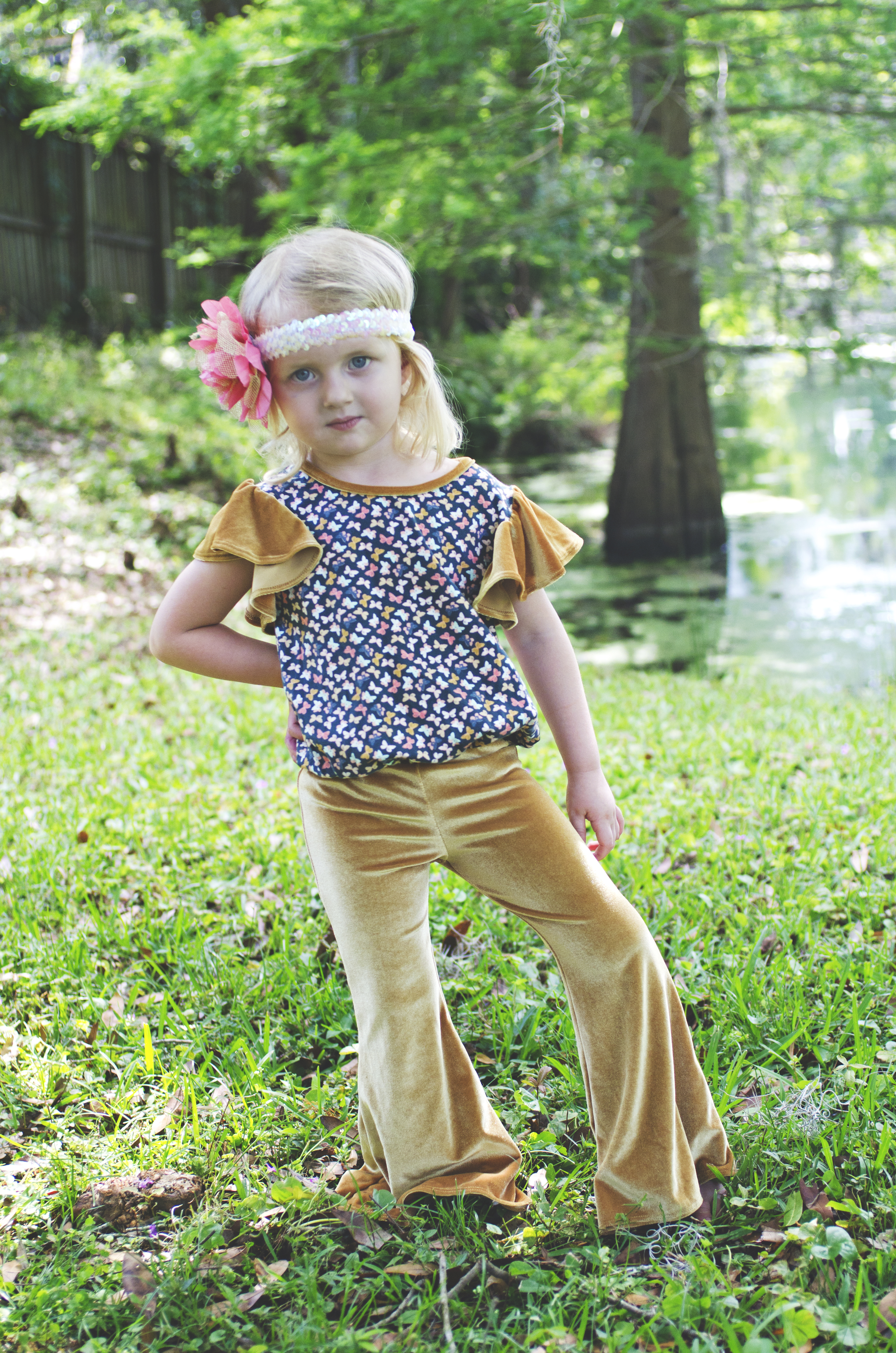 Wanderlust Butterfly Bell Bottom Onesie
