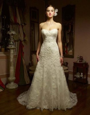 Casablanca Cherry Blossom Wedding Gown Sz 6 In Ivory Silver