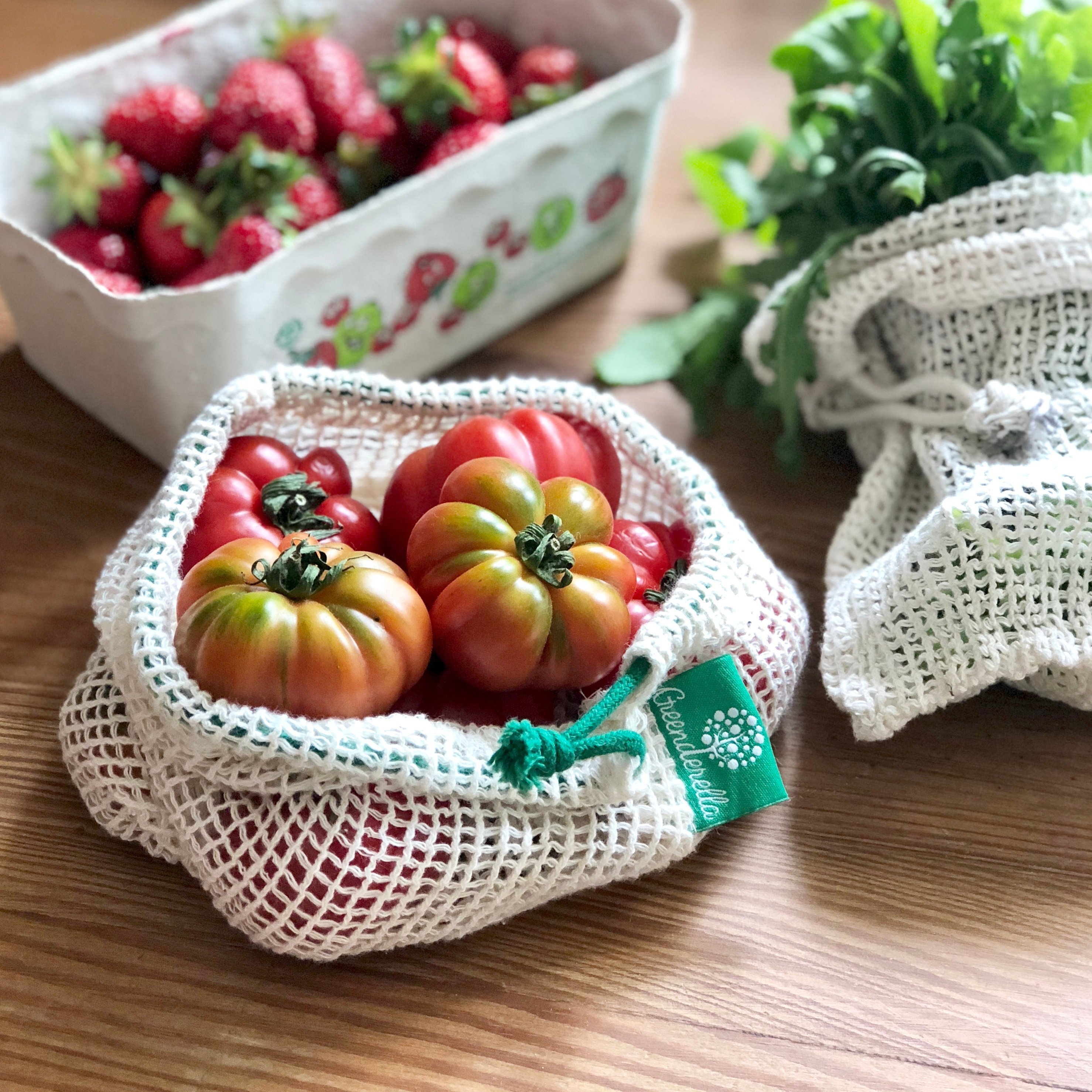 4er Set (Größe M), Einkaufsnetze aus Bio-Baumwolle // Farbe wählbar 00003