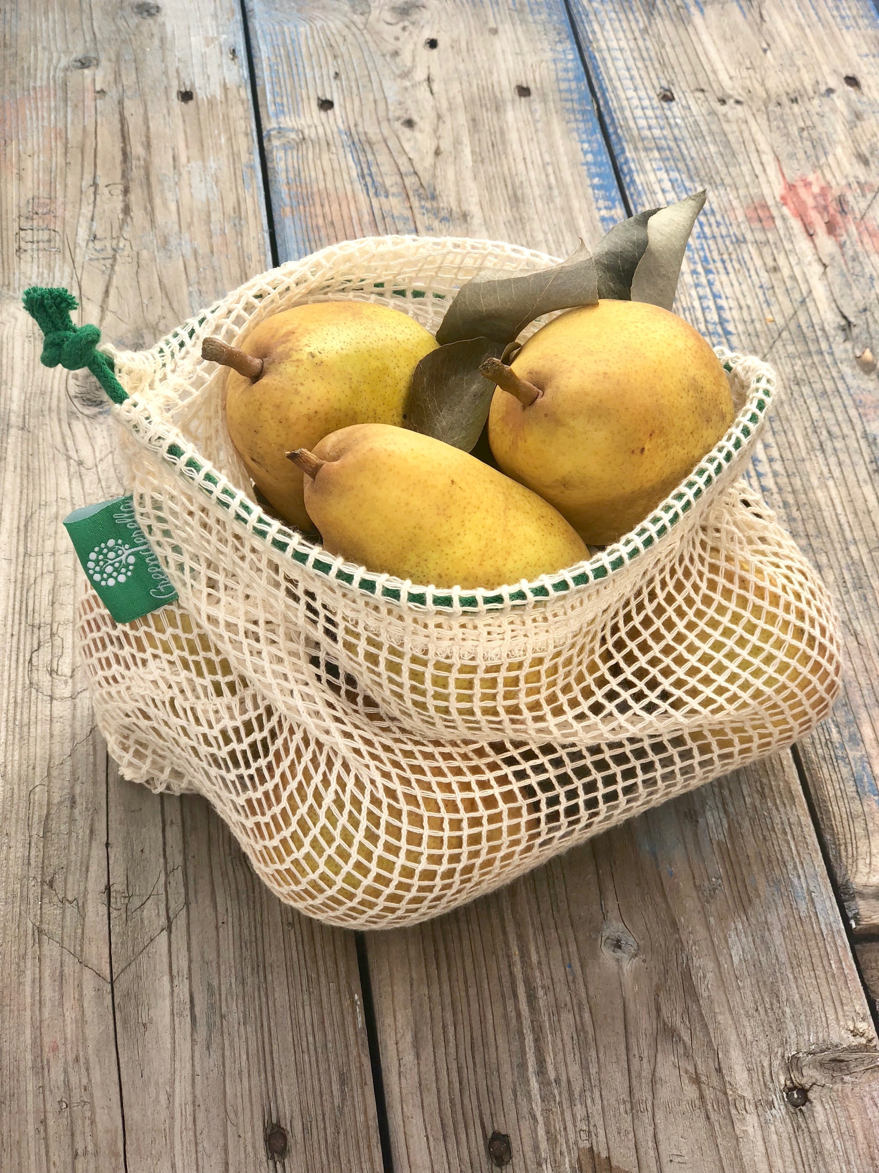 2er Set (L+M) grün, Einkaufsnetze aus Bio-Baumwolle