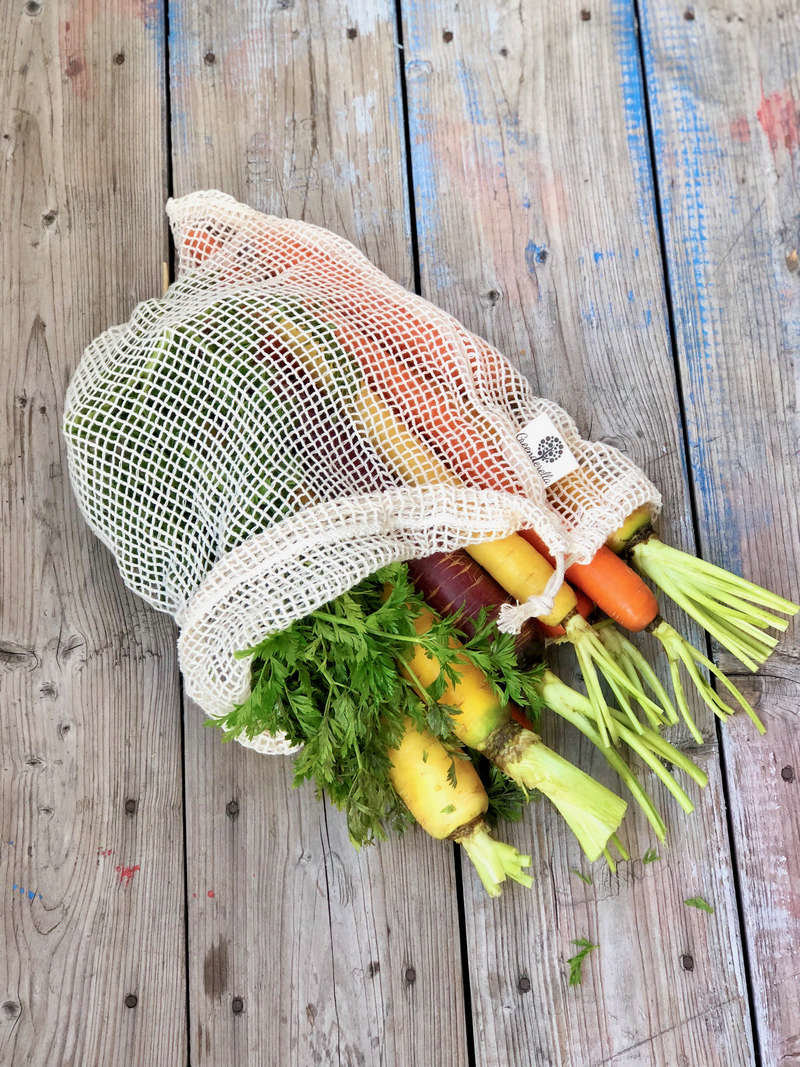 2er Set (L+M) natur, Einkaufsnetze aus Bio-Baumwolle