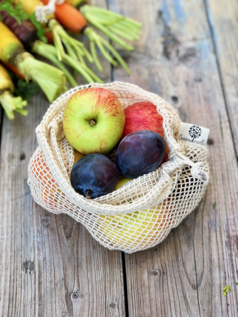 2er Set (L+M) natur, Einkaufsnetze aus Bio-Baumwolle