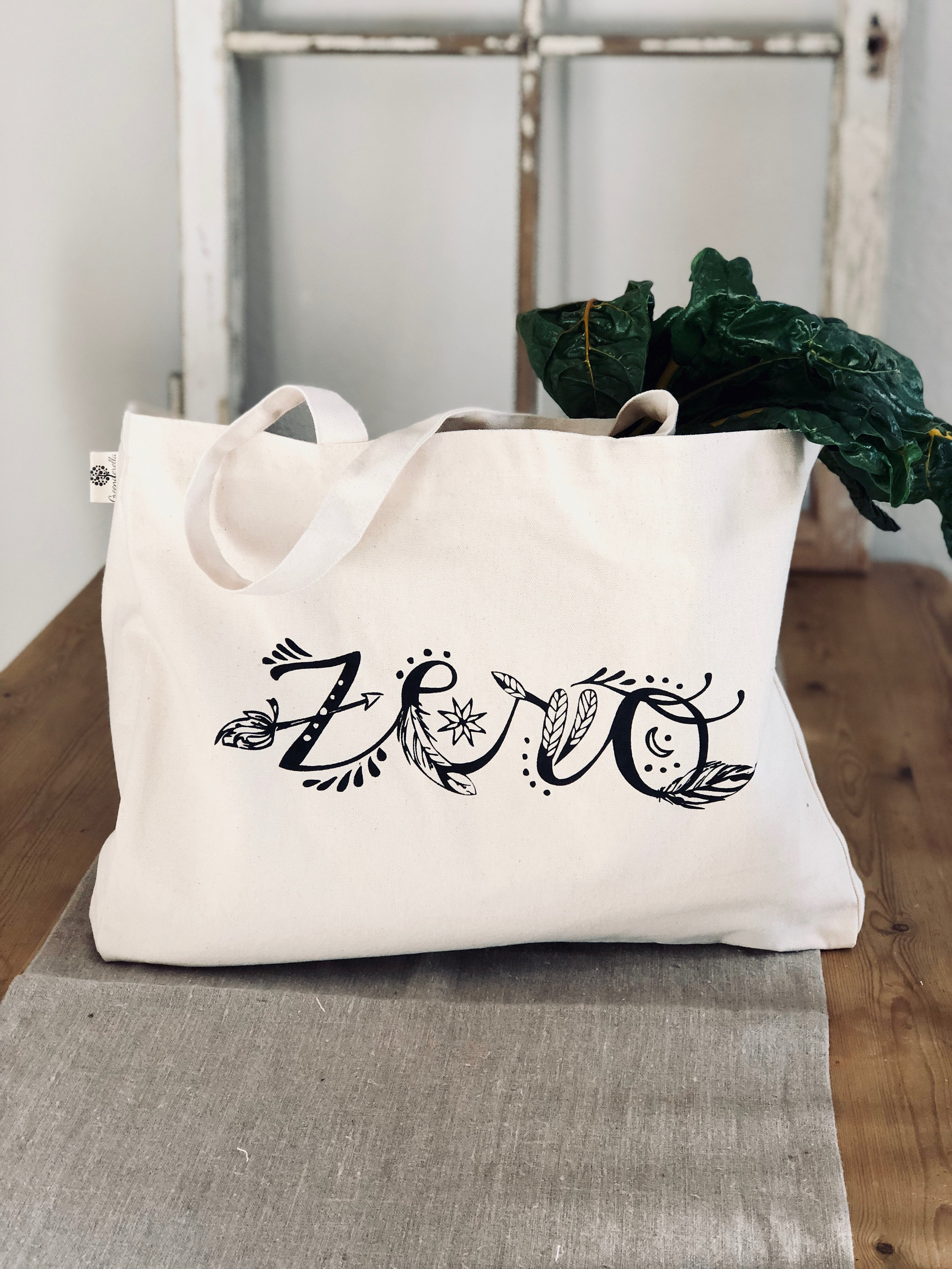 Großer Shopper / Einkaufsbeutel aus Bio Baumwolle "Zero" boho 00006