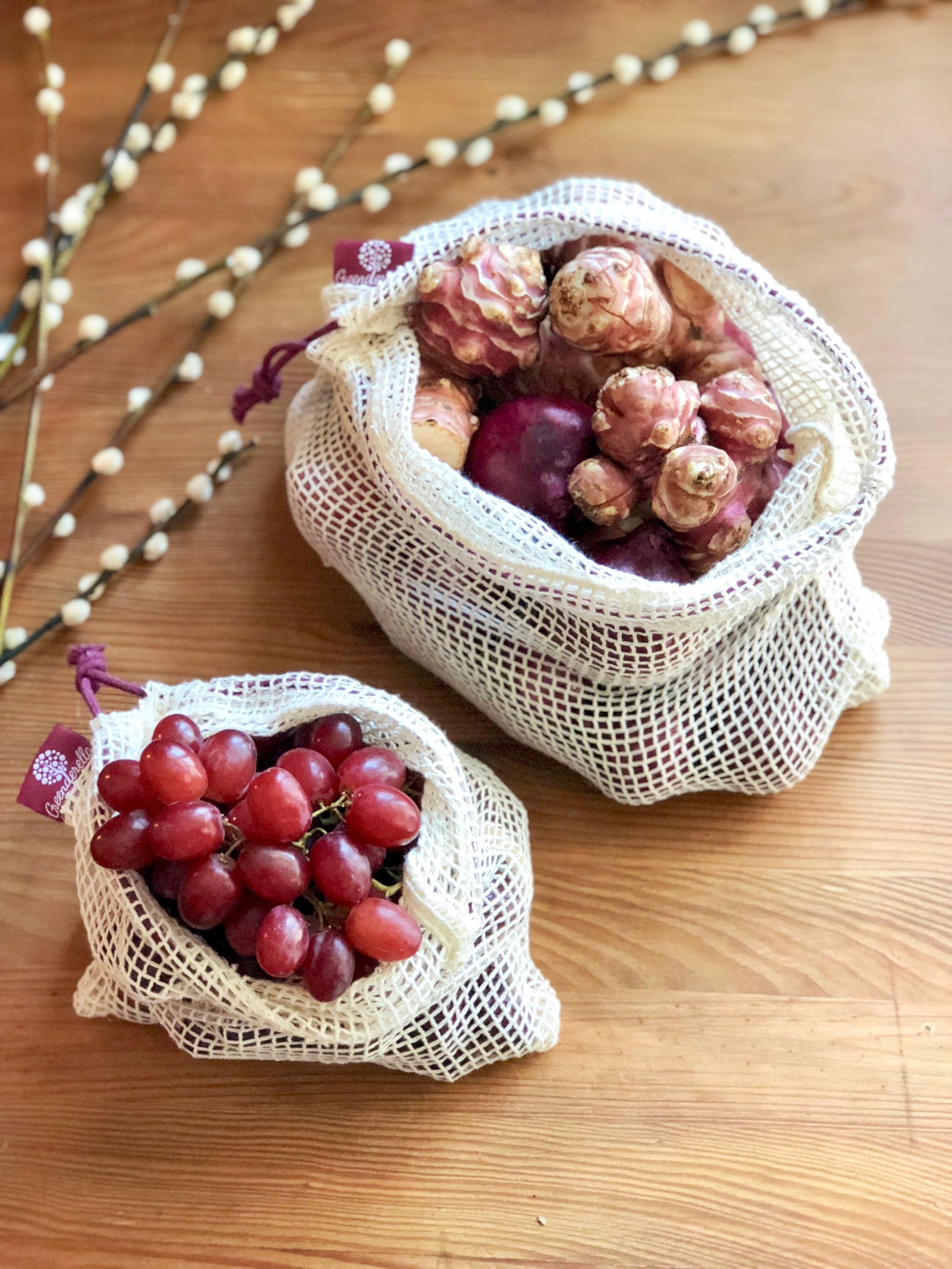 2er Set (L+M) berry, Einkaufsnetze aus Bio-Baumwolle 00010