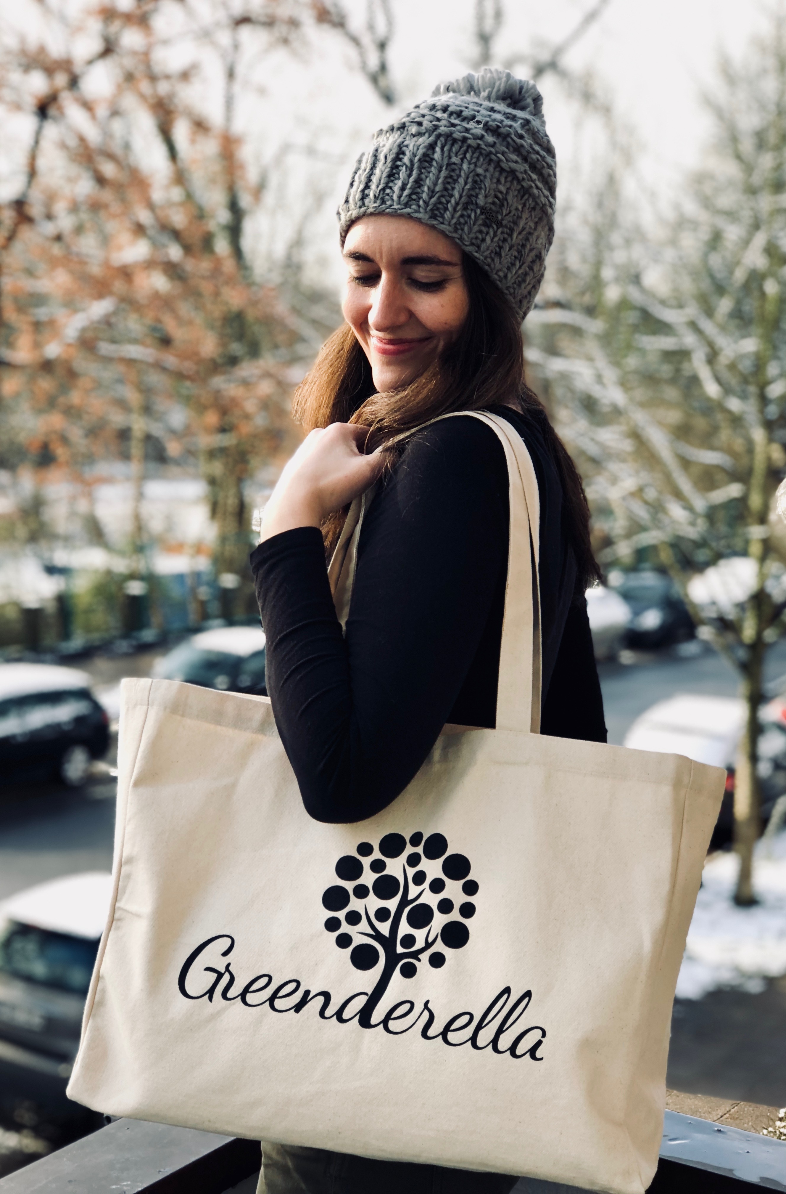 Großer Shopper / Einkaufsbeutel aus Bio Baumwolle "Greenderella"