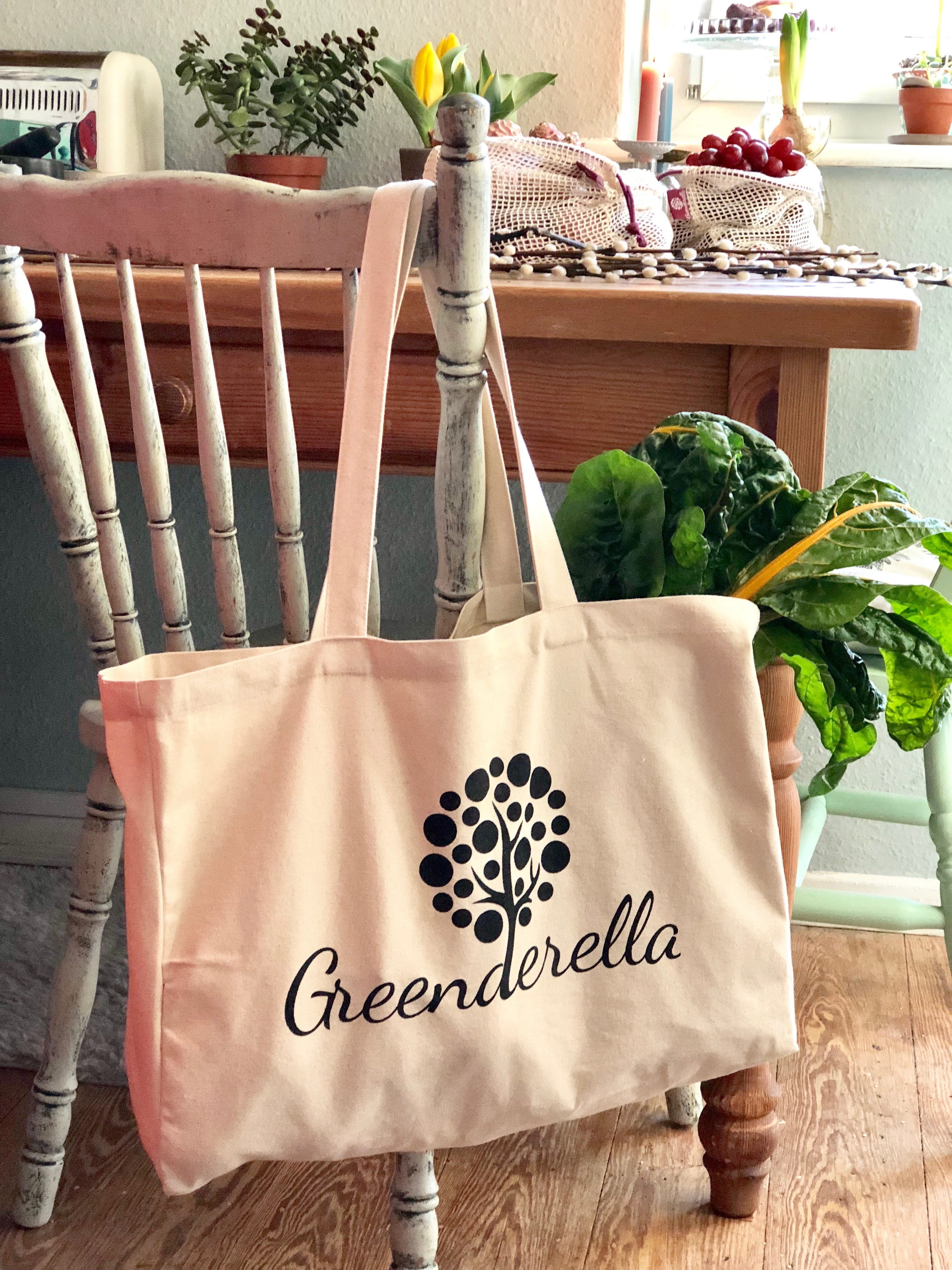 Großer Shopper / Einkaufsbeutel aus Bio Baumwolle "Greenderella"