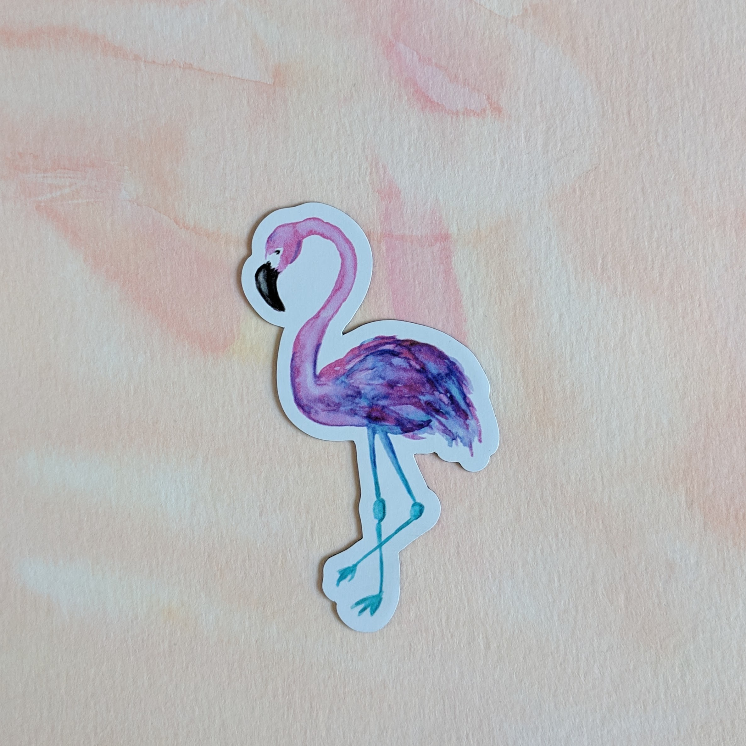 Flamingo - Durable Vinyl Magnet - Watercolor Illustration 00015