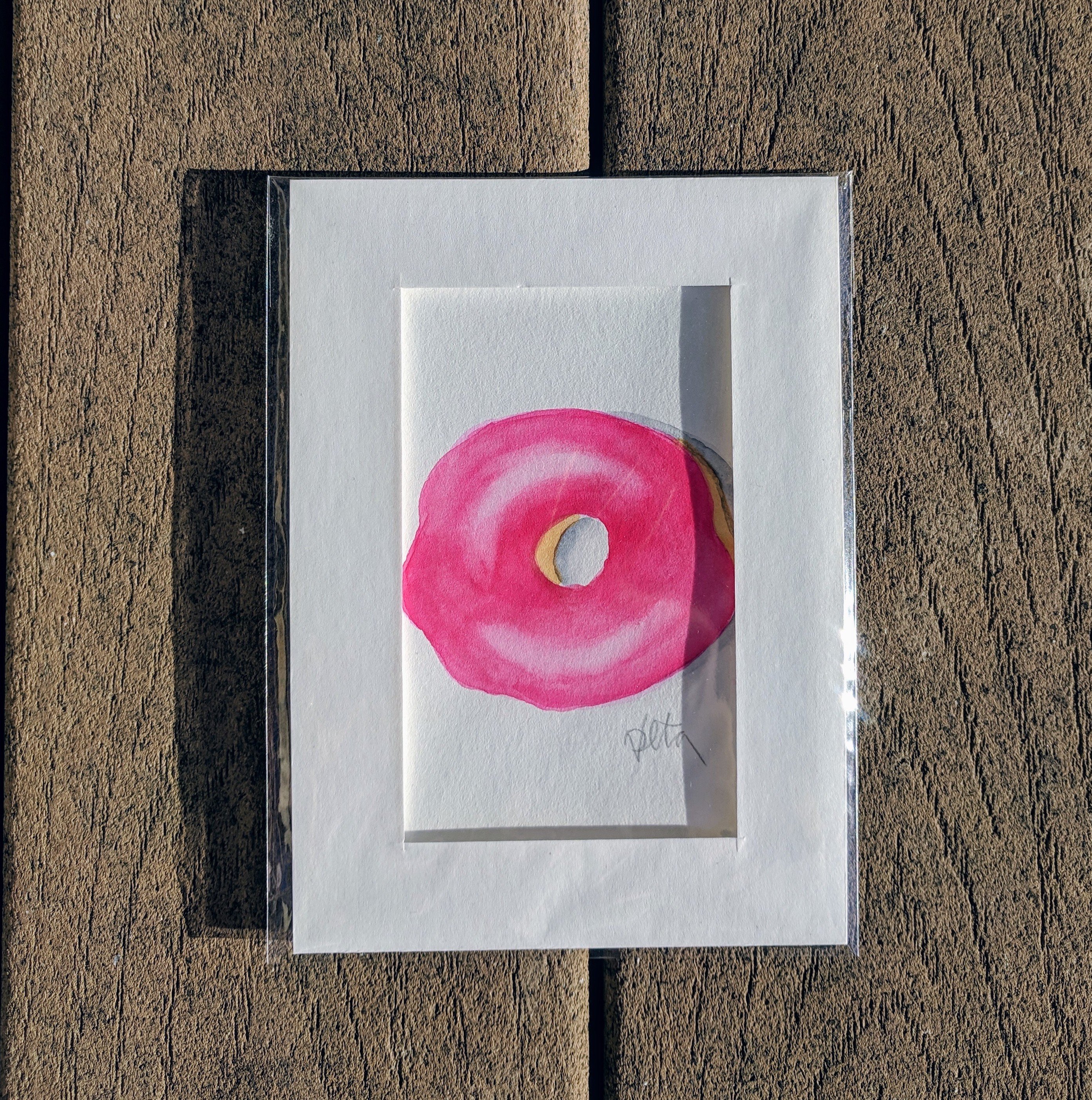 Pink Icing Donut - Original Watercolor Art 4