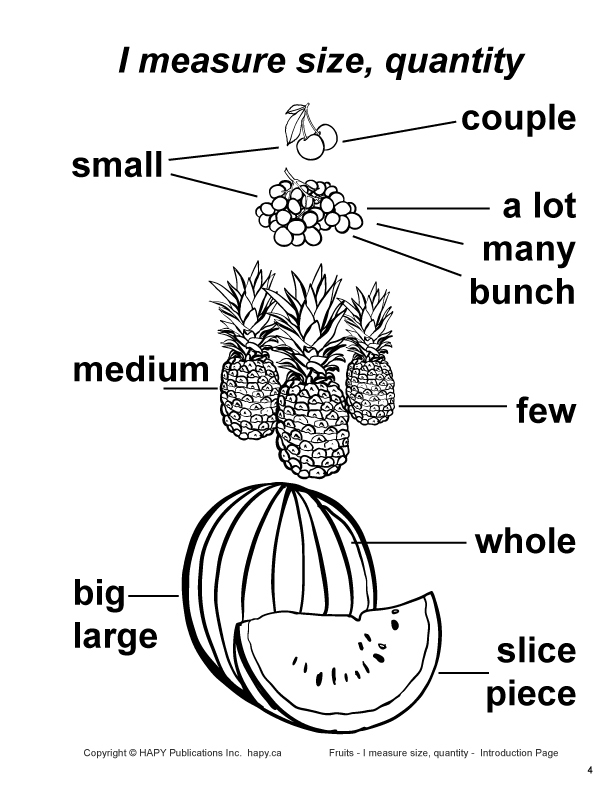 Fruits - I measure size, quantity