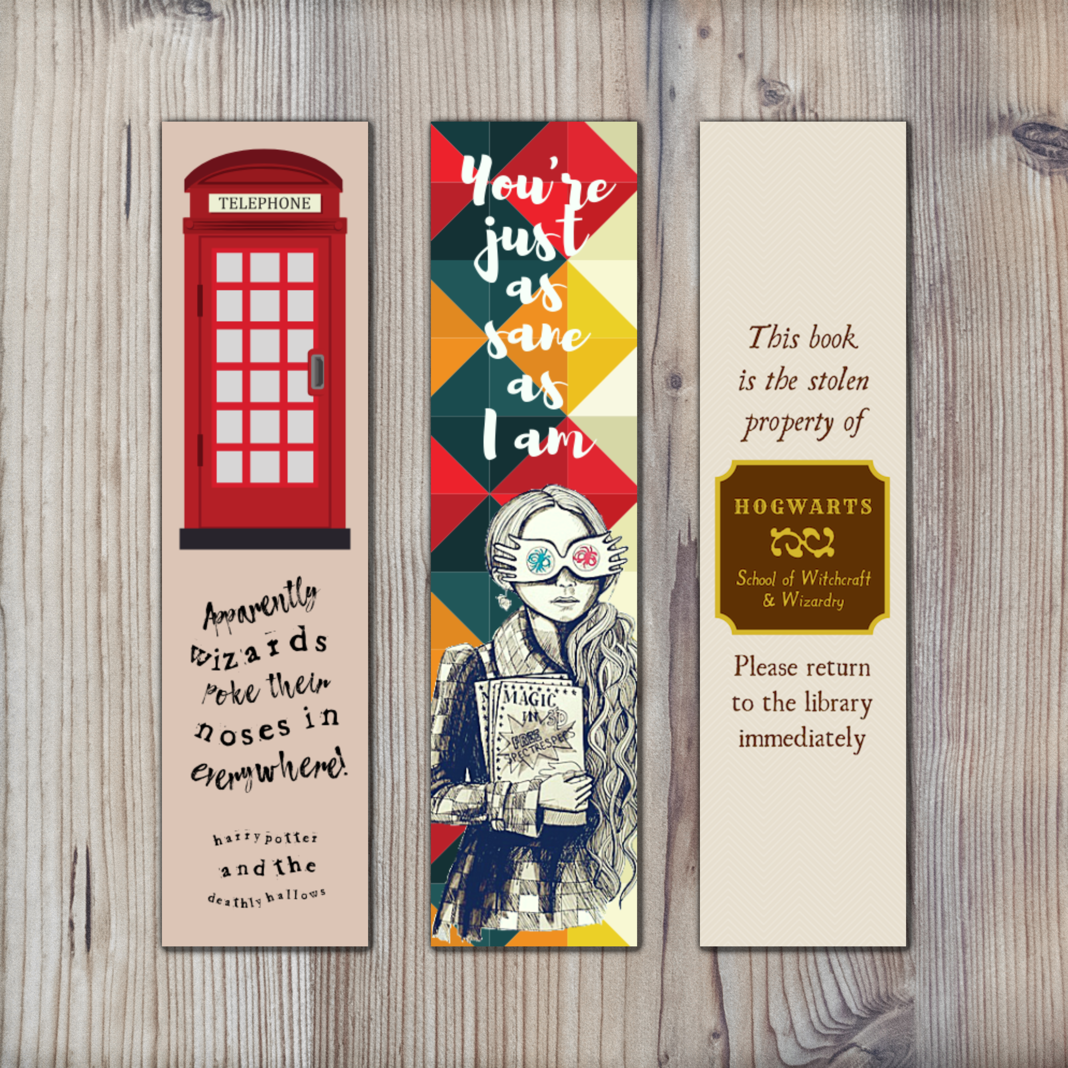 Quirky Harry Potter Bookmarks 122114-45