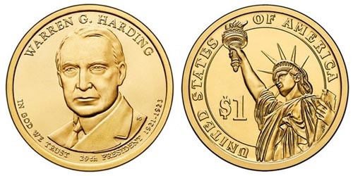 США 1 доллар, 2014 год. 29-й президент Уоррен Хардинг.