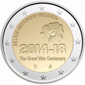 2 евро Бельгия 2014 г. "100 лет с начала Первой мировой войны" 00236