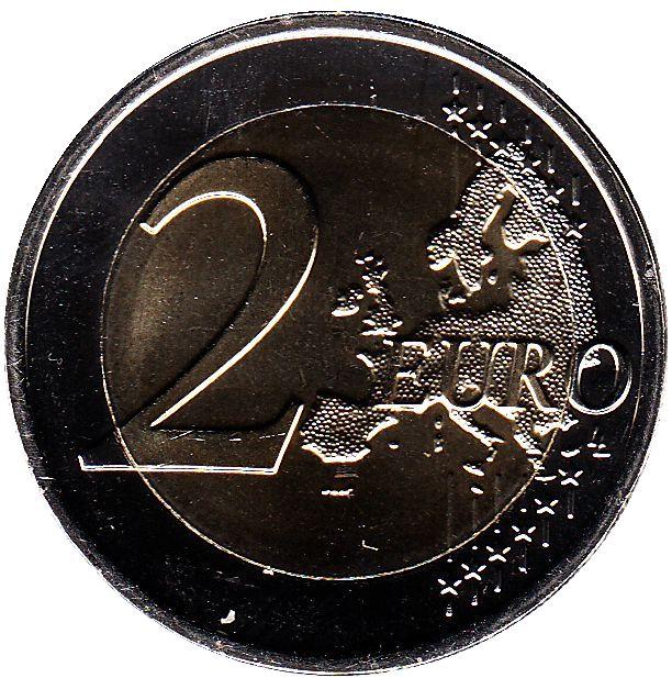 2 евро Мальта. 2015 г. 100 лет первому авиаполёту с Мальты.