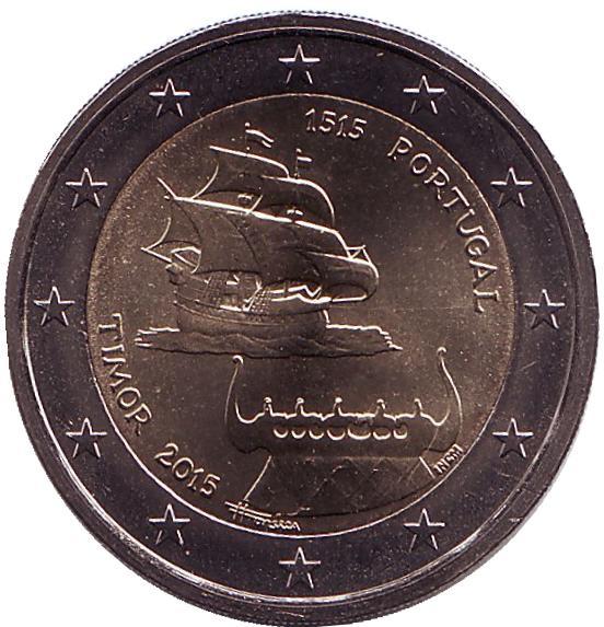 2 евро Португалия. 2015 г. 500-летие открытия Португальского Тимора. 00342