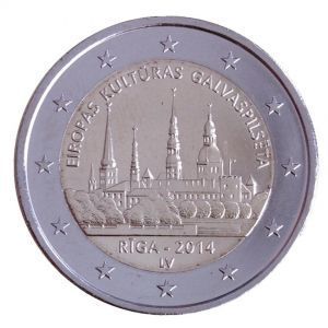 2 евро Латвия 2014 г. Рига - Культурная столица Европы 00258