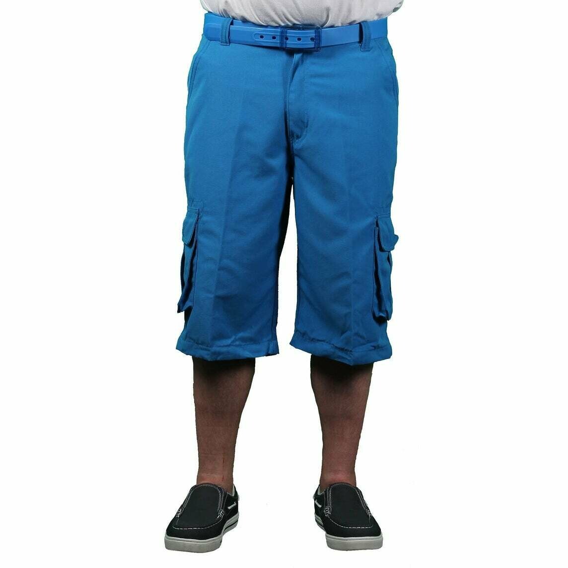 Akademiks Men's Neon Cargo Shorts - Polyester - Neon Blue