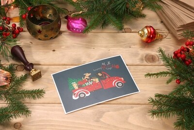 Новогодняя открытка happy HO-HO time Новогодняя открытка happy HO-HO time