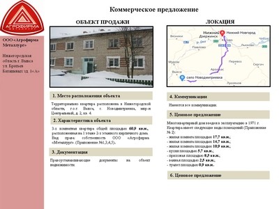 Объект недвижимости - г. Выкса Новодмитриевка Центральный 2-4(квартира)