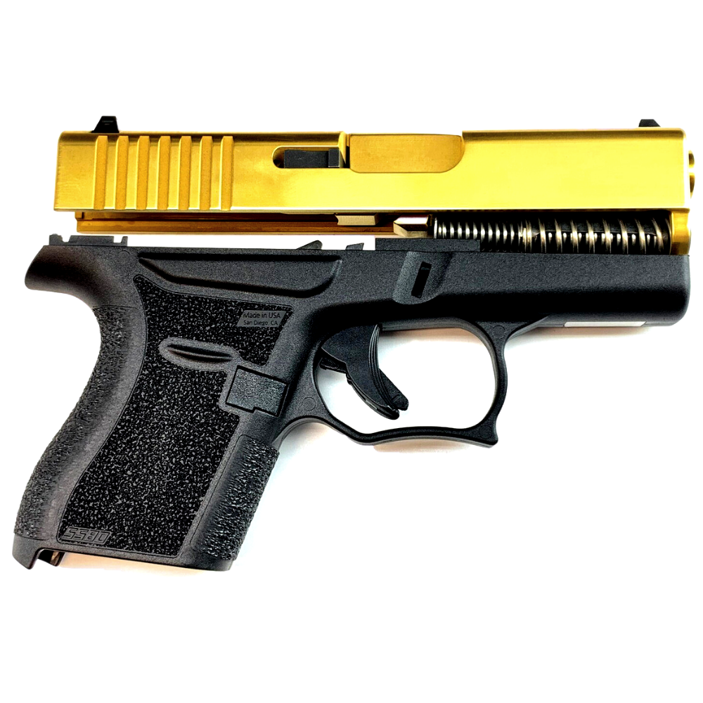 80% Glock 43 Subcompact Full Pistol Build Kit - Tin Gold / Black 80% Glock 43 Subcompact Full Pistol Build Kit - Tin Gold / Black
