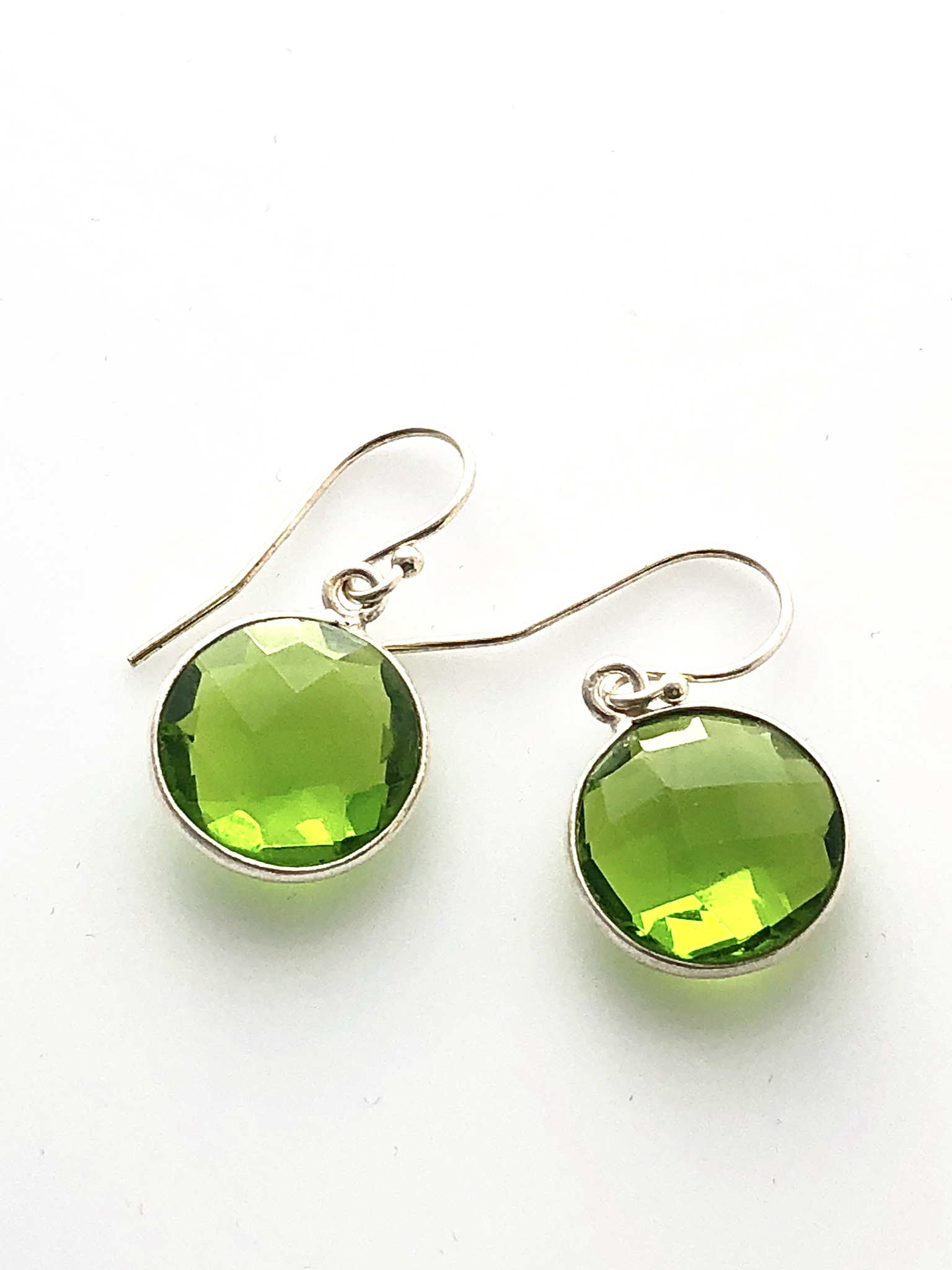 Lime Green Quartz Gemstone Sterling Silver Earrings Earrings