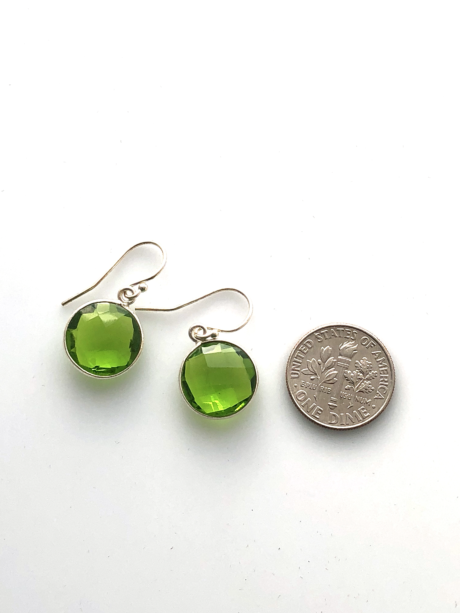 Lime Green Quartz Gemstone Sterling Silver Earrings Earrings