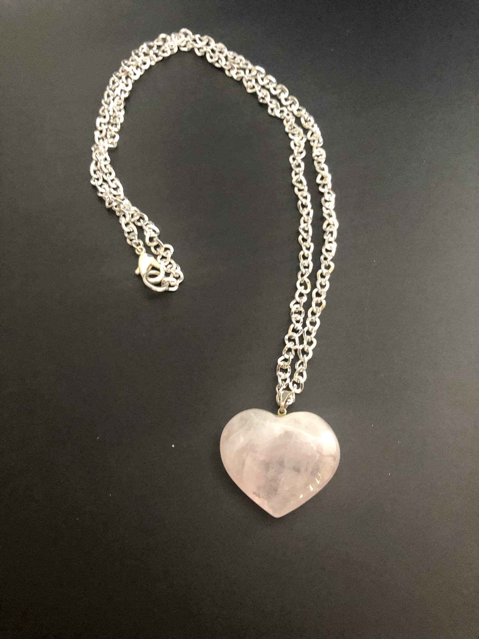 Heart Shaped Rose Quartz 24” Necklace Necklaces 9257