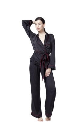 PETRONAS BLACK SILK PAJAMA SUIT PETRONAS BLACK SILK PAJAMA SUIT