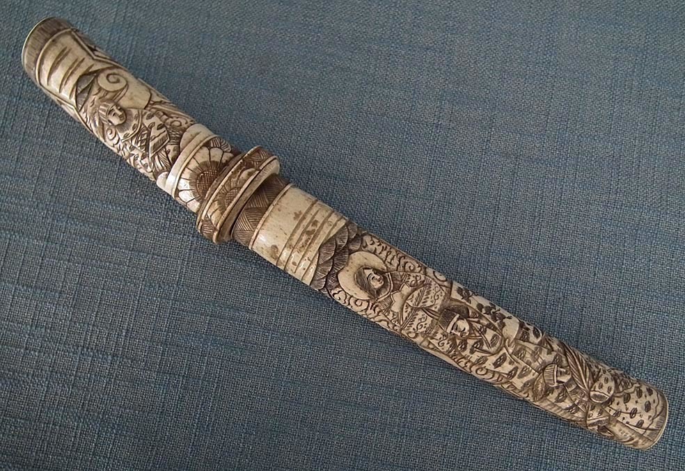SOLD Antique Japanese Dagger Tanto In Bone Mounts 19th Century Meiji
