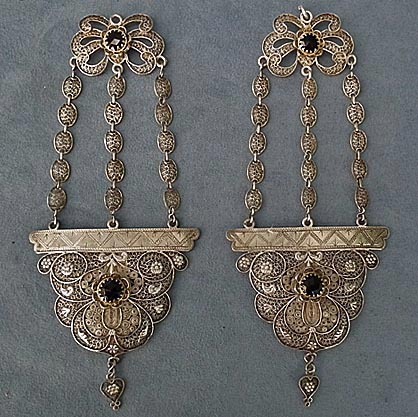 SOLD Antique Qing Dynasty Chinese Silver Filigree Headdress Ornaments Earrings