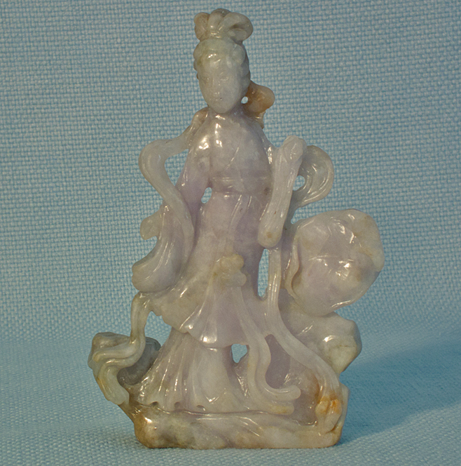 AntiqueSOLD  Chinese 19th century Qing Dynasty Carved Jade - Jadeite Statue Lady Figurine