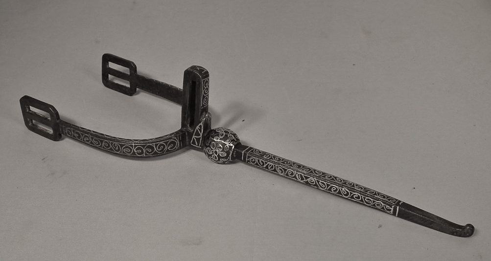 SOLD Antique Islamic Arab Silver Inlaid iron Prick Spur 18 -19th Century Ottoman North Africa