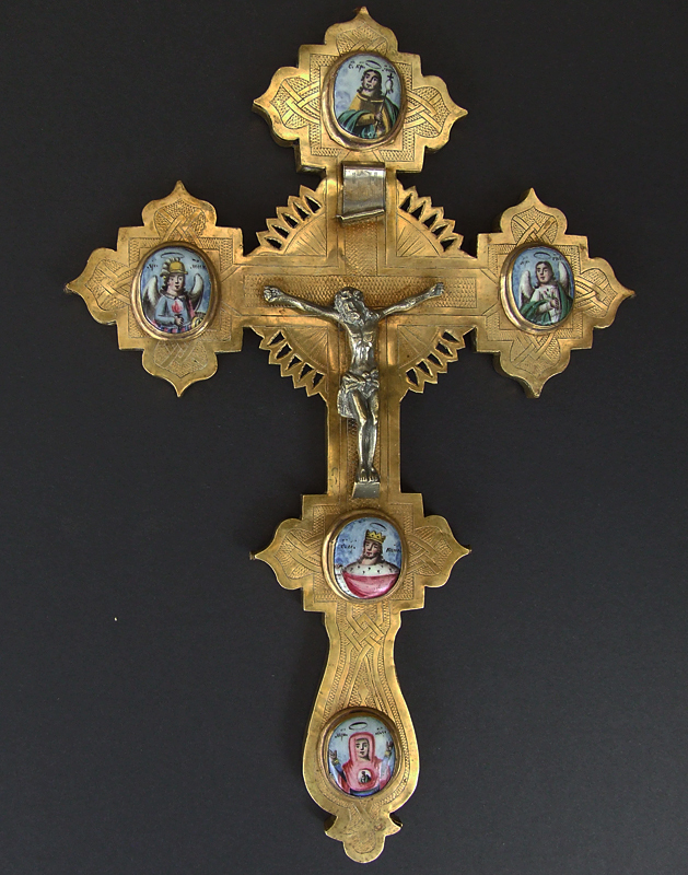 SOLD Antique 19th century Russian Rostov  Blessing Reliquary Cross Крест напрестольный