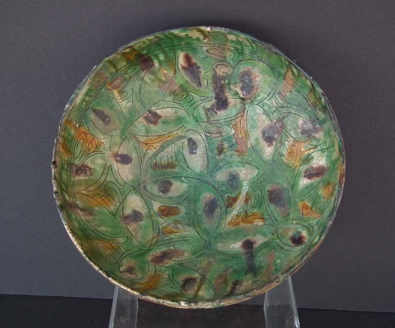 SOLD Antique Medieval Islamic Large  Splashware Pottery Bowl Nishapur 9th -10th century A.D