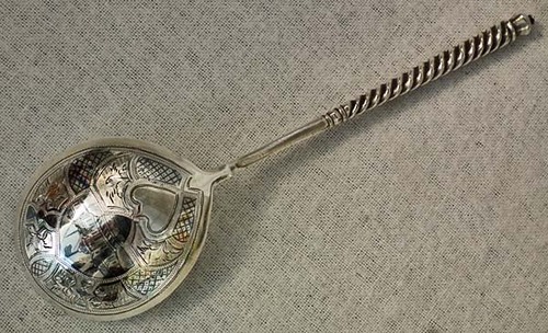 SOLD Antique Imperial Russian silver and niello spoon Moscow