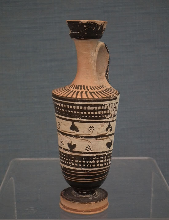 SOLD Ancient 5th century B.C. Greek Athenian Black Figure Terracotta Lekythos